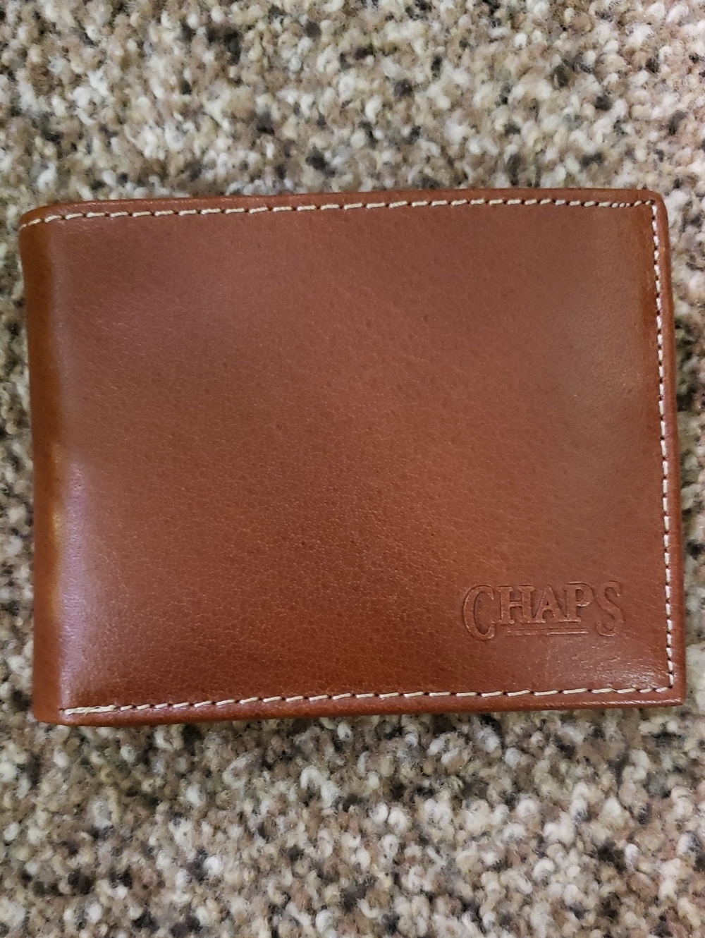 Chaps Tan Brown Leather Card & Key Wallet with Contrast Stitching